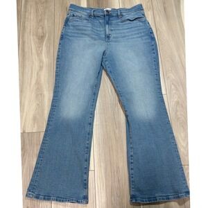 LOFT Outlet Petite High Rise Flare Jeans Women's Light Wash Denim Stretch 12P